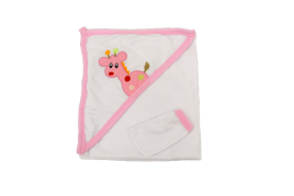 Накидка детская с уголком с пищалкой (бело-розовый) Kirpi