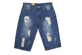 Бриджи мужские MERSH 029 (р.29-38) джинсовые, синие, рваные (ШТУЧНО)
