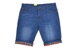 Бриджи мужские MERSH 045 (р.36-46) джинсовые, синие с отворотом (ШТУЧНО)