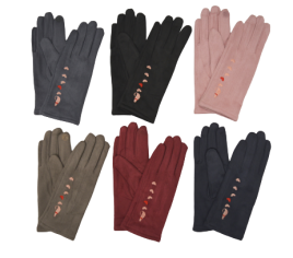 Перчатки женские иск.замша на меху, с вышивкой ТЕПЛО (УПАКОВКАМИ ПО 12пар)