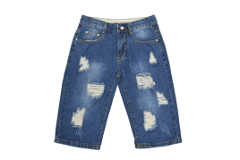 Бриджи мужские MERSH 033 (р.28-36) джинсовые, синие, рваные (ШТУЧНО)