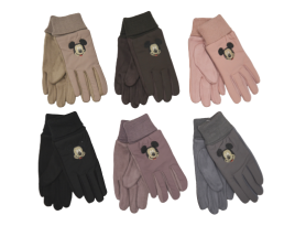 Перчатки подростковые иск.замша/кожзам комбинированные, с отворотом Pitdards (УПАКОВКАМИ ПО 12пар)