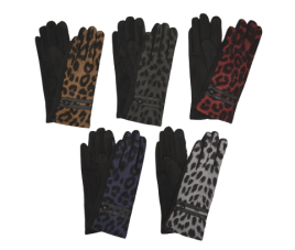 Перчатки женские иск.замша "леопард" на байке