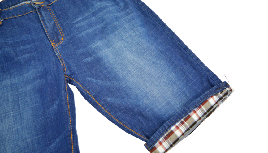 Бриджи мужские MERSH 040 (р.34-44) джинсовые, синие, с отворотом фото 4