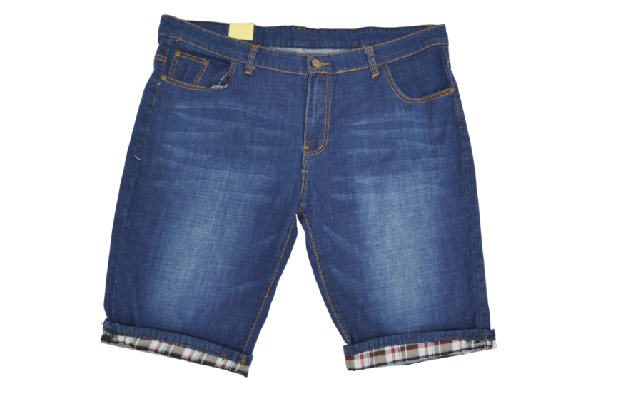Бриджи мужские MERSH 040 (р.34-44) джинсовые, синие, с отворотом фото 1