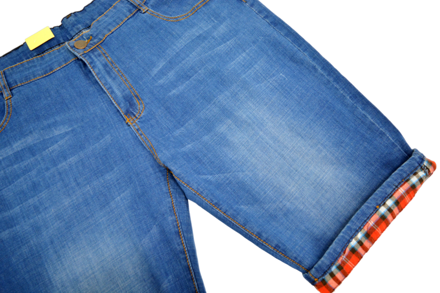 Бриджи мужские MERSH 045 (р.36-46) джинсовые, синие с отворотом (ШТУЧНО) фото 4