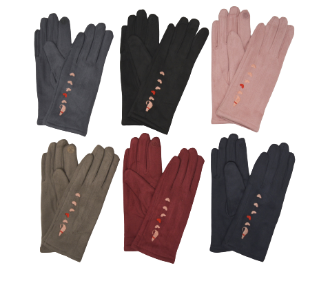Перчатки женские иск.замша на меху, с вышивкой ТЕПЛО (УПАКОВКАМИ ПО 12пар) фото 1