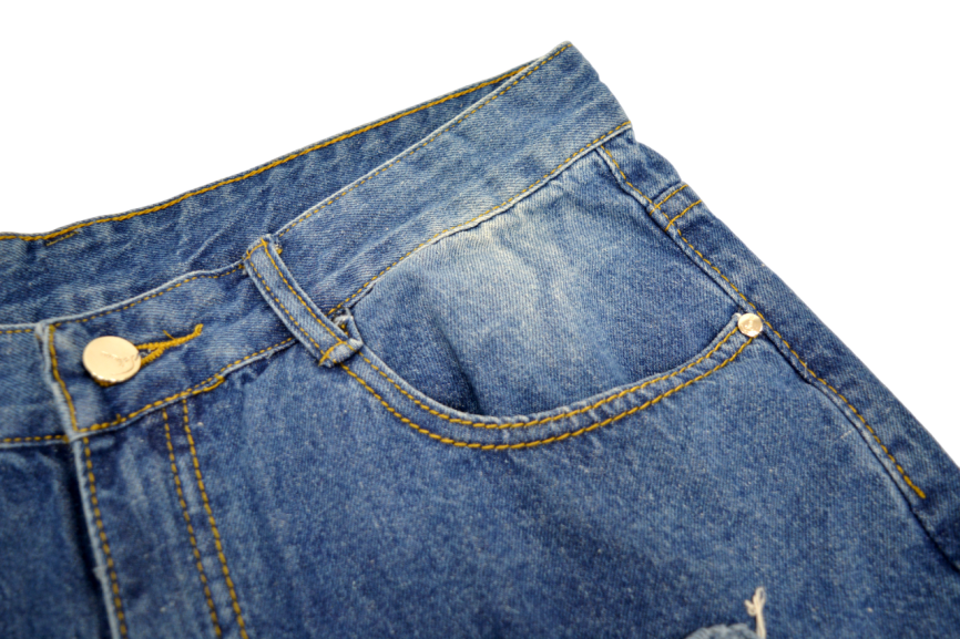 Бриджи мужские MERSH 029 (р.29-38) джинсовые, синие, рваные (ШТУЧНО) фото 4