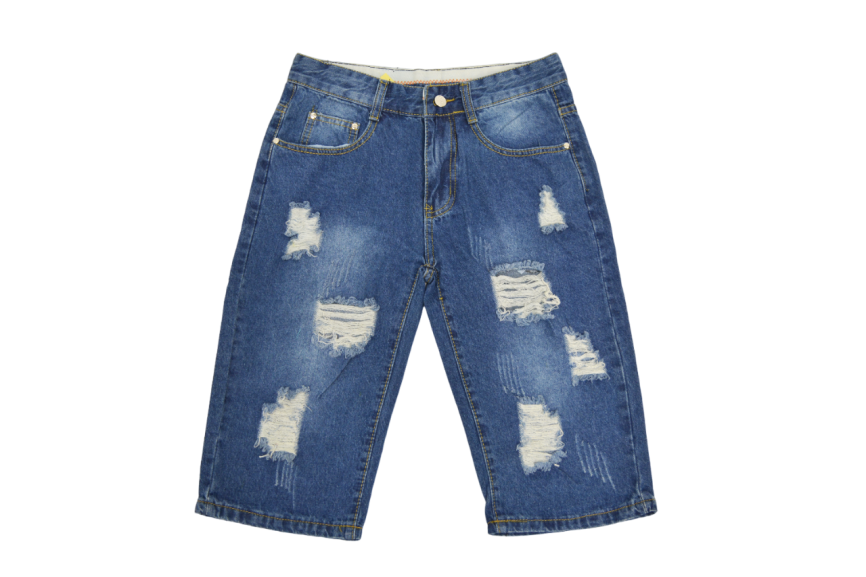 Бриджи мужские MERSH 033 (р.28-36) джинсовые, синие, рваные (ШТУЧНО) фото 1