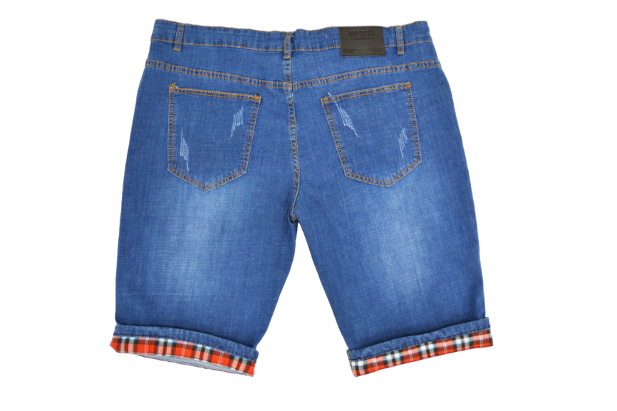 Бриджи мужские MERSH 045 (р.36-46) джинсовые, синие с отворотом (ШТУЧНО) фото 2