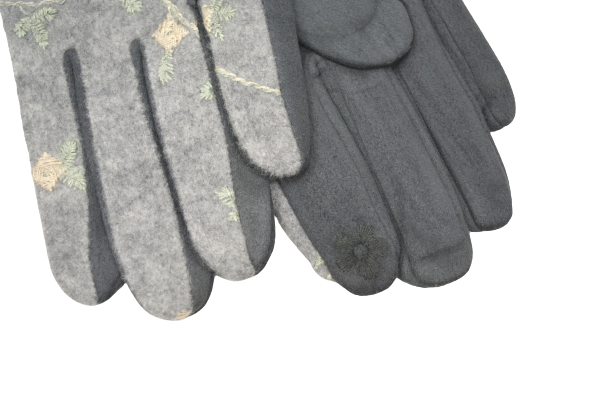 Перчатки женские иск.замша/сукно, с вышивкой (УПАКОВКАМИ ПО 12пар) фото 3