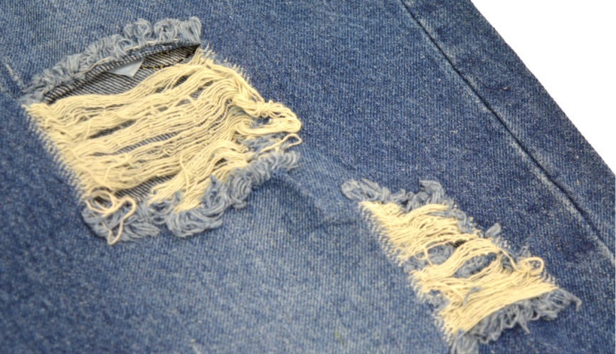 Бриджи мужские MERSH 033 (р.28-36) джинсовые, синие, рваные (ШТУЧНО) фото 3