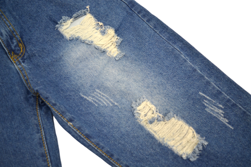 Бриджи мужские MERSH 029 (р.29-38) джинсовые, синие, рваные (ШТУЧНО) фото 3