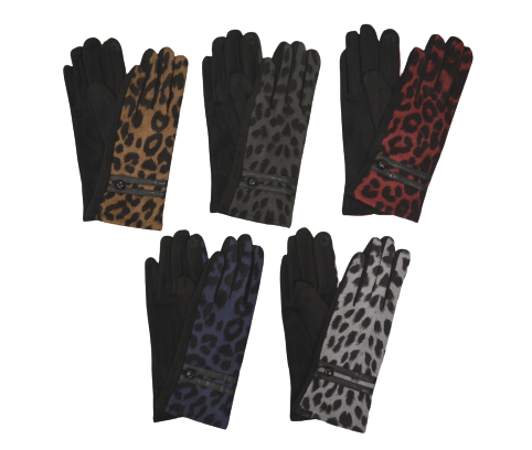 Перчатки женские иск.замша "леопард" на байке фото 1
