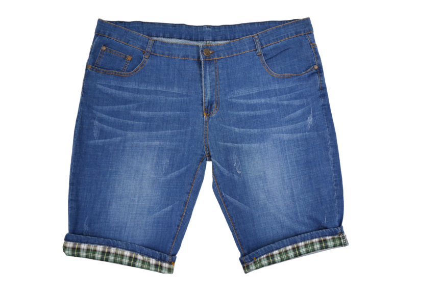 Бриджи мужские MERSH 048 (р.36-46) джинсовые, синие с отворотом фото 1